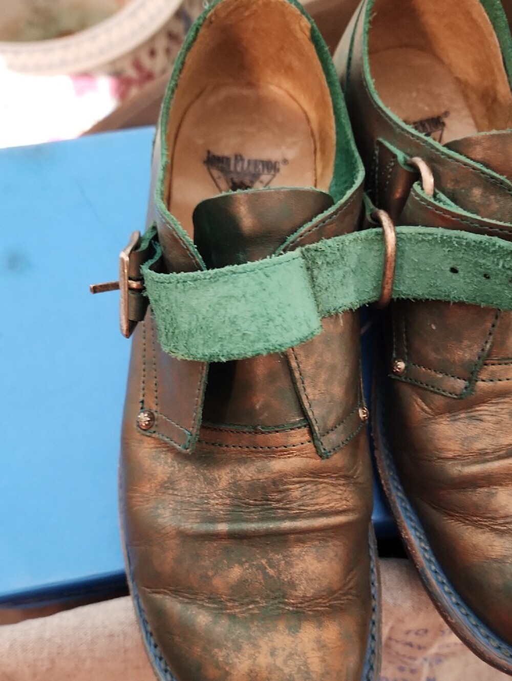 John FLuevog Metallic Green-Bronze Single Monk Strap Oxfords SIZE 7 - Picture 10 of 15